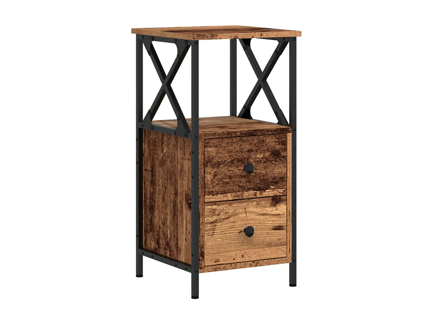 Tables de chevet 2 pcs vieux bois 34x35,5x70 cm bois ingénierie