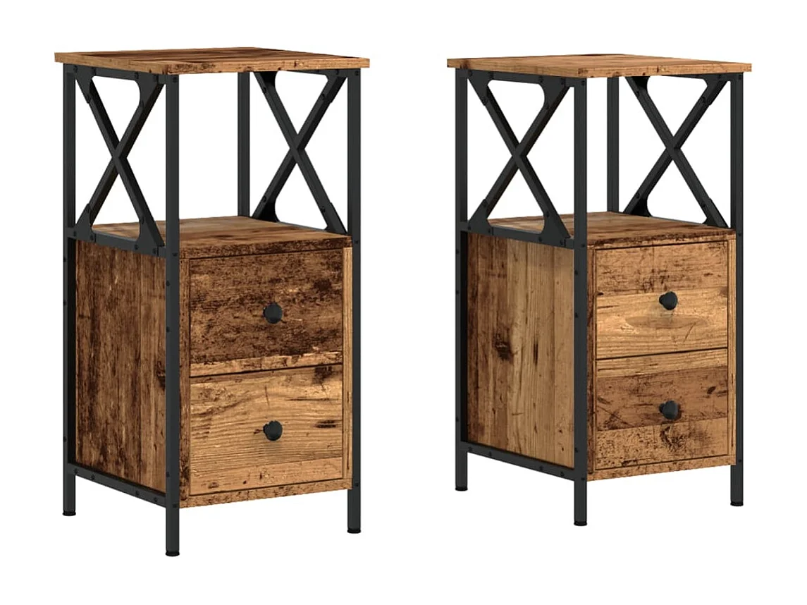 Tables de chevet 2 pcs vieux bois 34x35,5x70 cm bois ingénierie