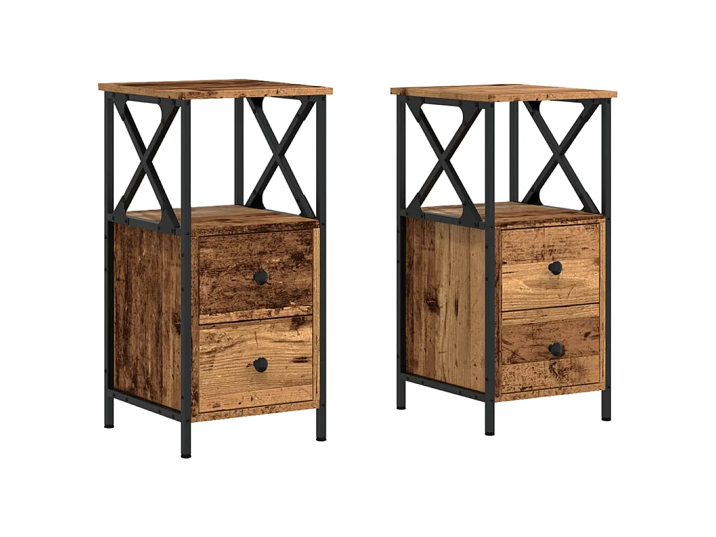 Nachttische 2 Stk. Altholz-Optik 34x35,5x70 cm Holzwerkstoff