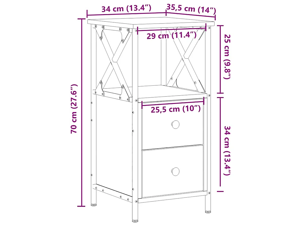 Nachttische 2 Stk. Altholz-Optik 34x35,5x70 cm Holzwerkstoff