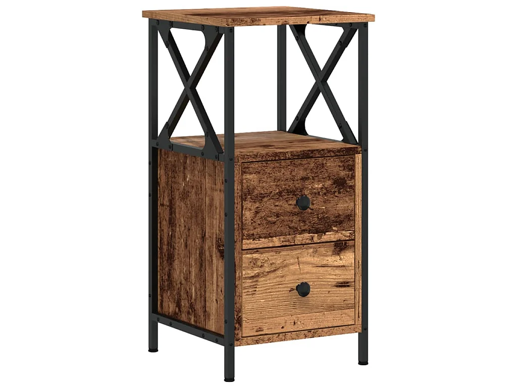 Nachttische 2 Stk. Altholz-Optik 34x35,5x70 cm Holzwerkstoff