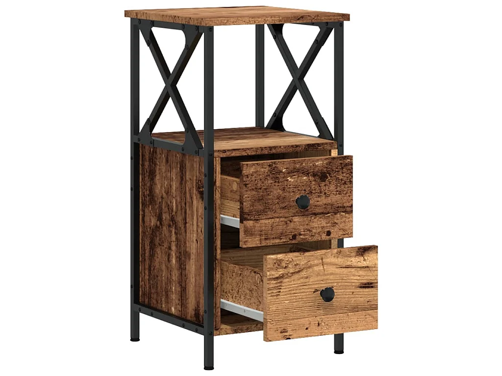 Nachttische 2 Stk. Altholz-Optik 34x35,5x70 cm Holzwerkstoff