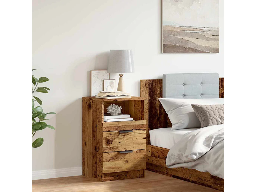 Table de chevet vieux bois 40x36x65 cm bois d'ingénierie