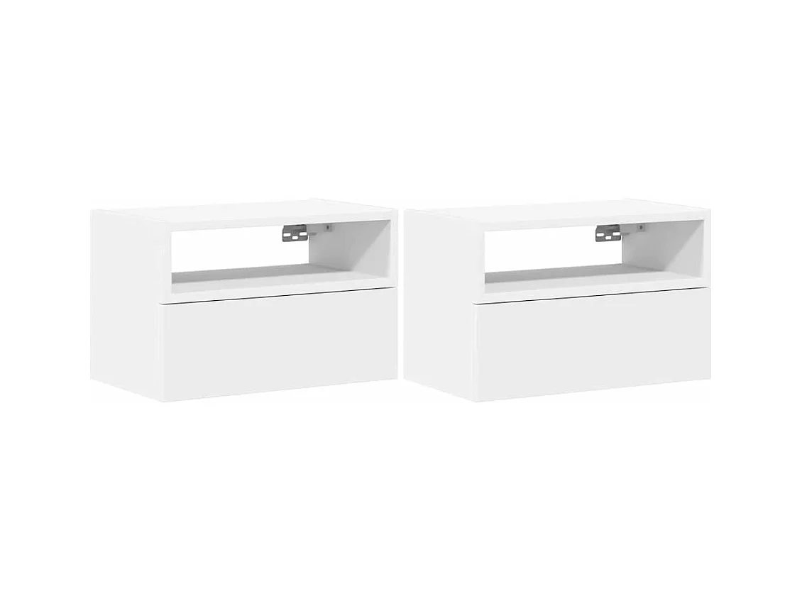 Tables de chevet murales 2 pcs blanc 45x26x28,5 cm