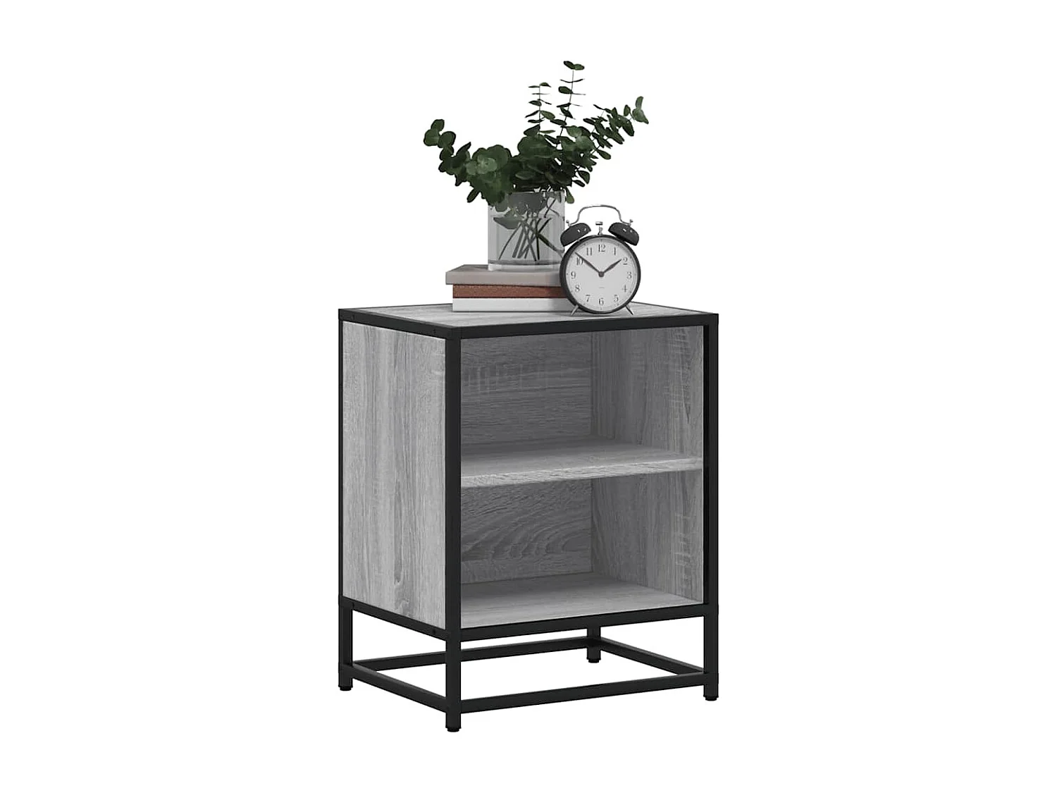 Comodino Grigio Sonoma 40x31x50 cm Legno Multistrato e Metallo