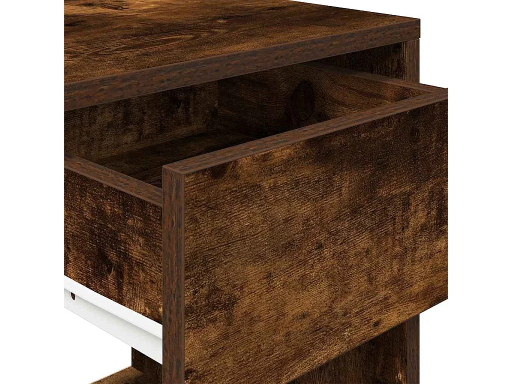 Table de chevet avec tiroir chêne fumé 35x34x66,5 cm
