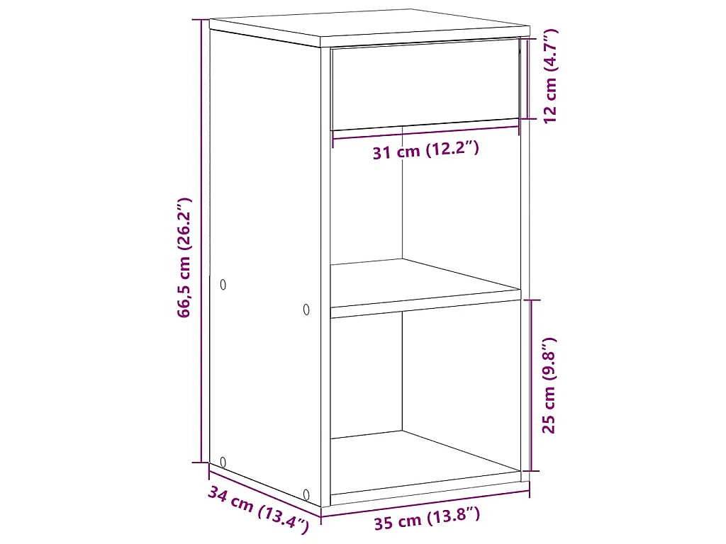 Comodino con Cassetto Rovere Fumo 35x34x66,5 cm