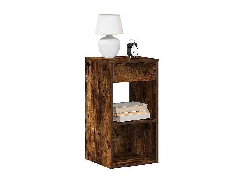 Table de chevet avec tiroir chêne fumé 35x34x66,5 cm