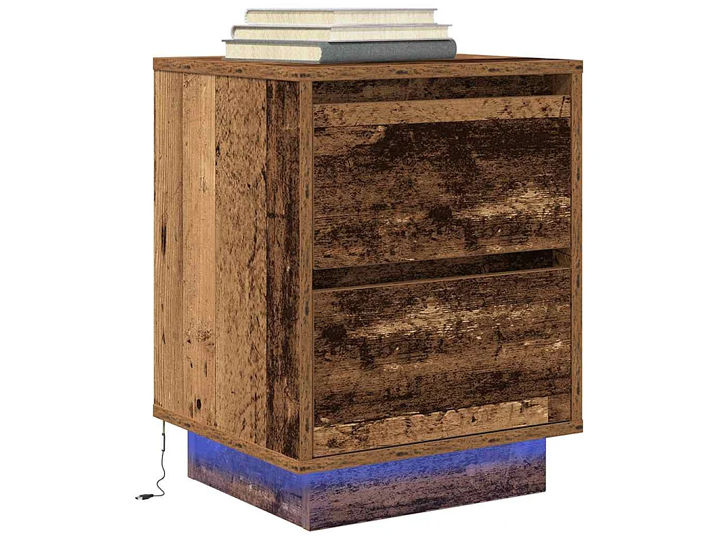 Nachttische mit LED-Leuchten 2 Stk. Altholz-Optik 38x34x50 cm