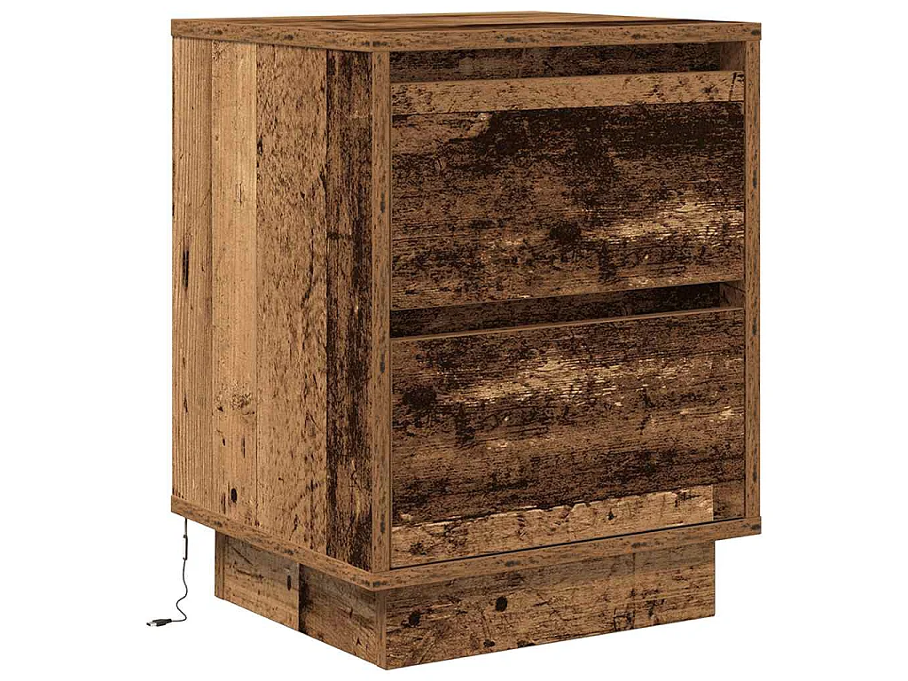 Nachttische mit LED-Leuchten 2 Stk. Altholz-Optik 38x34x50 cm