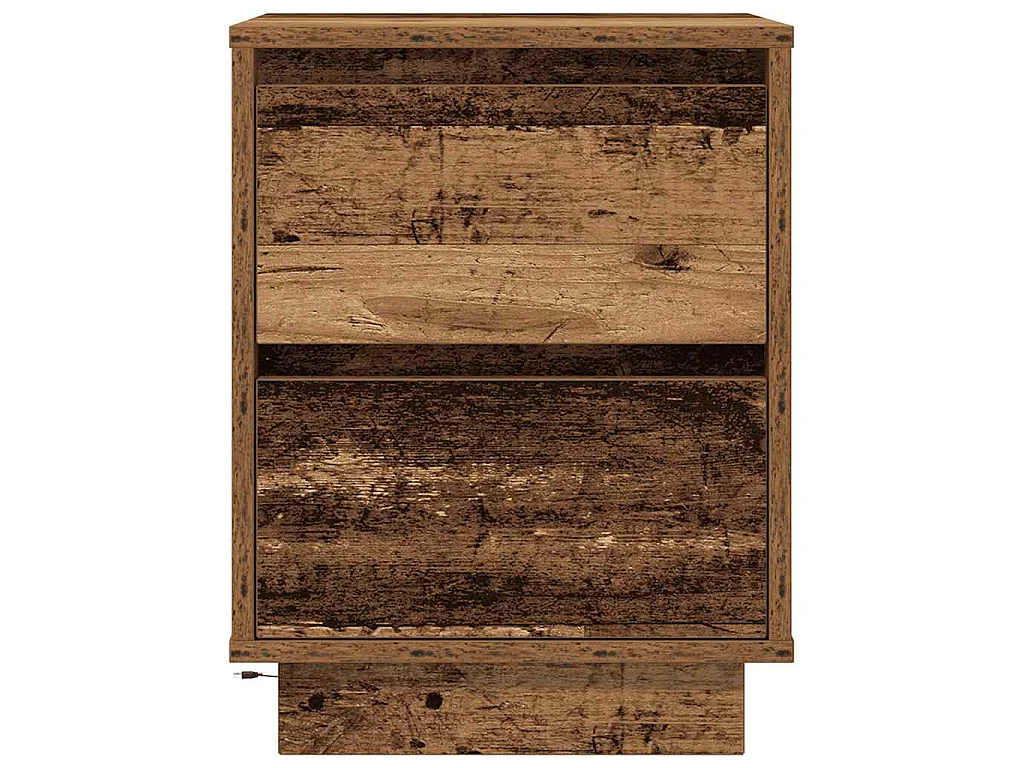 Tables de chevet avec lumières LED 2pcs vieux bois 38x34x50 cm