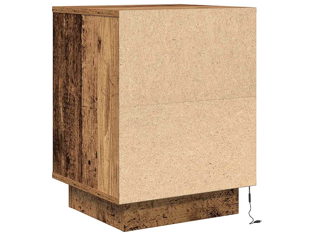 Tables de chevet avec lumières LED 2pcs vieux bois 38x34x50 cm