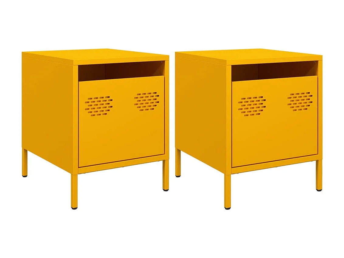 Tables de chevet 2 pcs jaune moutarde 35x39x43,5 cm acier