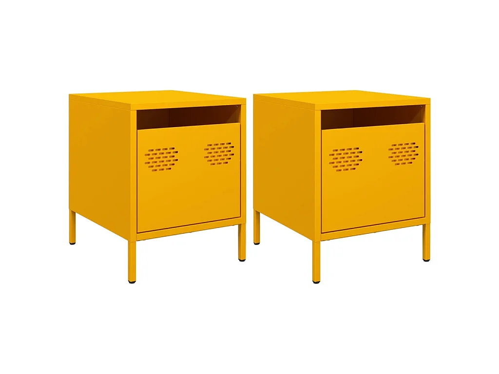 Nachtkastjes 2 st 35x39x43,5 cm staal mosterdgeel