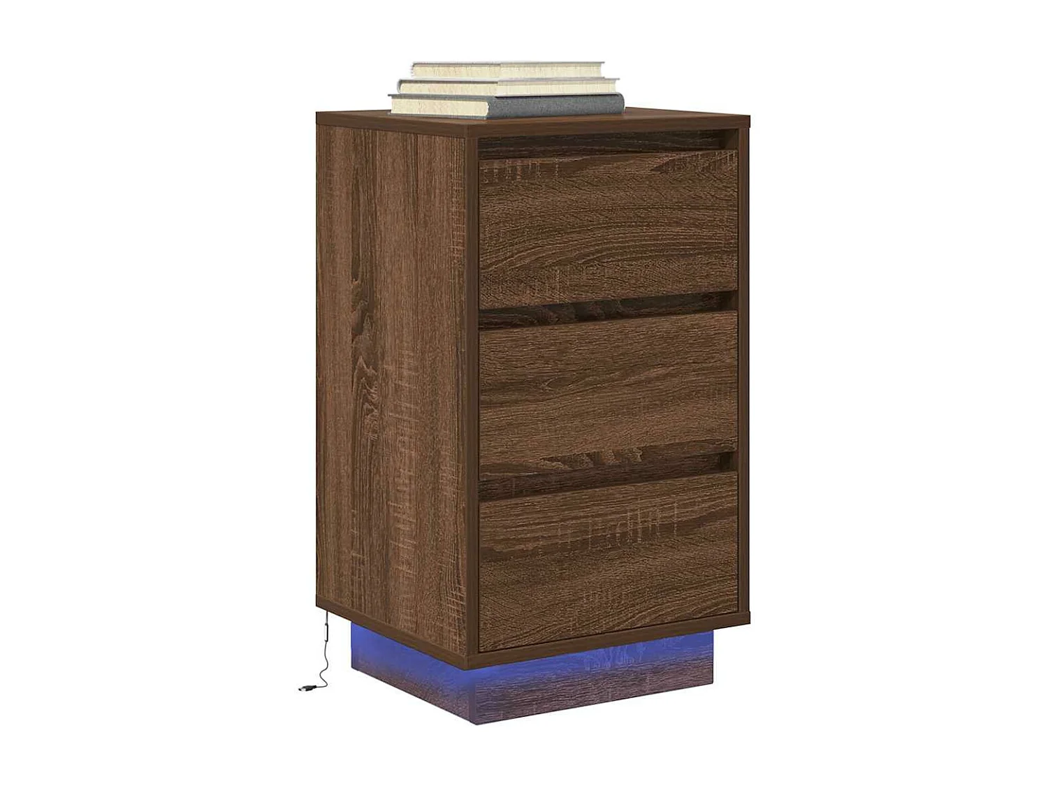 Comodino con Luci LED Rovere Marrone 38x34x65 cm