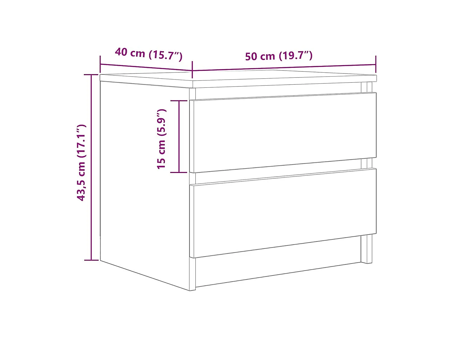 Nachttisch Artisan-Eiche 40x40x50 cm Holzwerkstoff