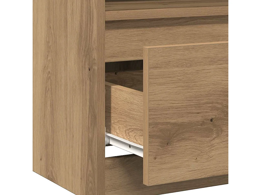 Table de chevet chêne artisanal 40x40x50 cm bois d’ingénierie