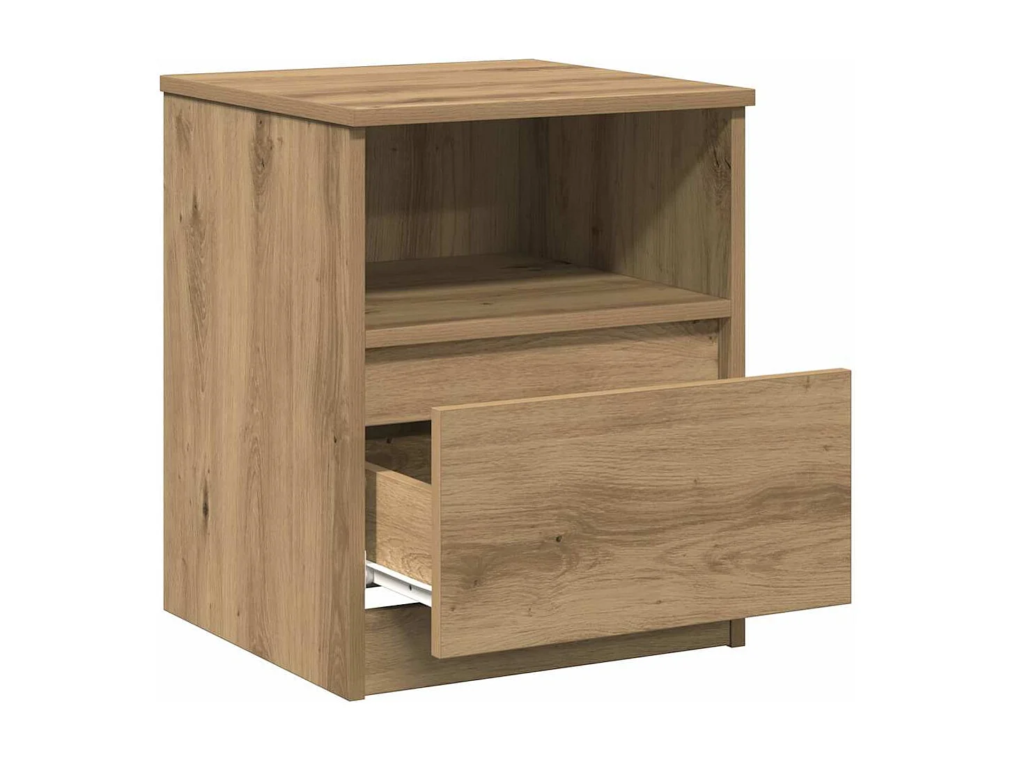 Table de chevet chêne artisanal 40x40x50 cm bois d’ingénierie