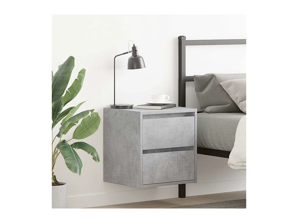 Tables de chevet murales 2 pcs gris béton 38x34x40 cm