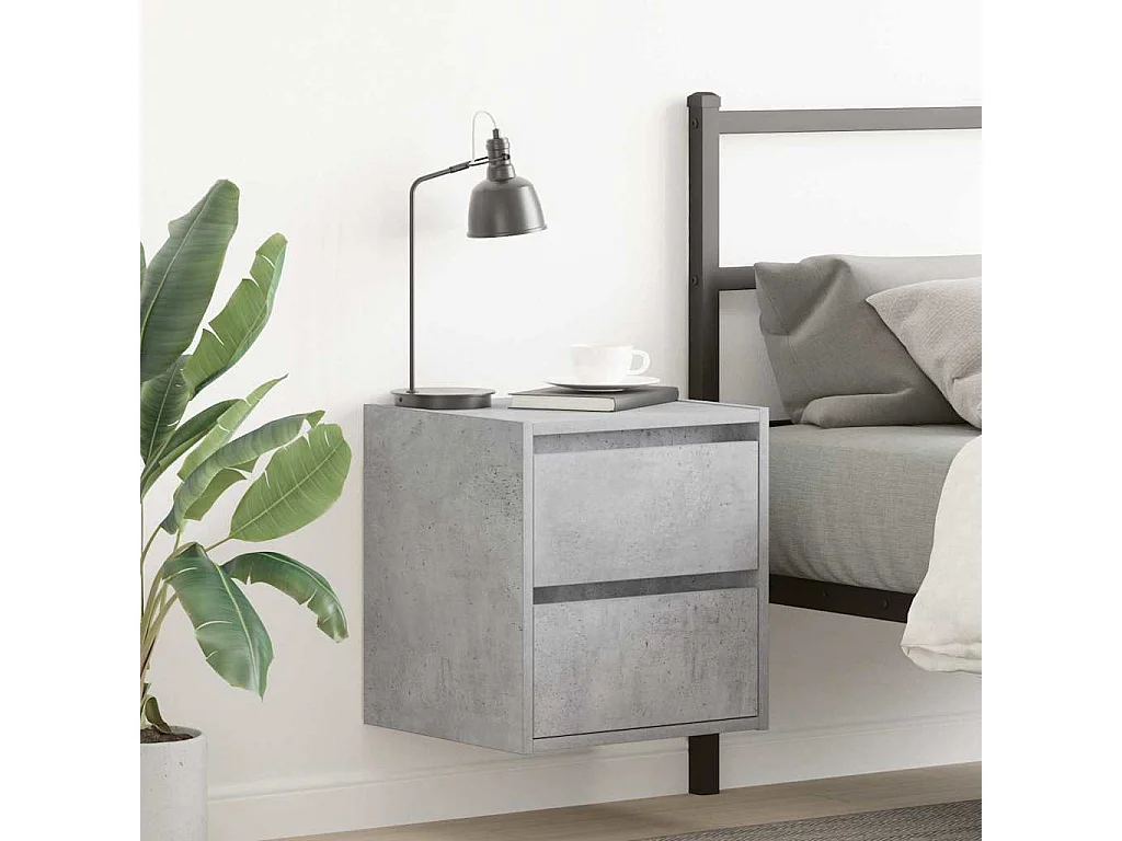 Nachtkastjes 2 st wandgemonteerd 38x34x40 cm betongrijs