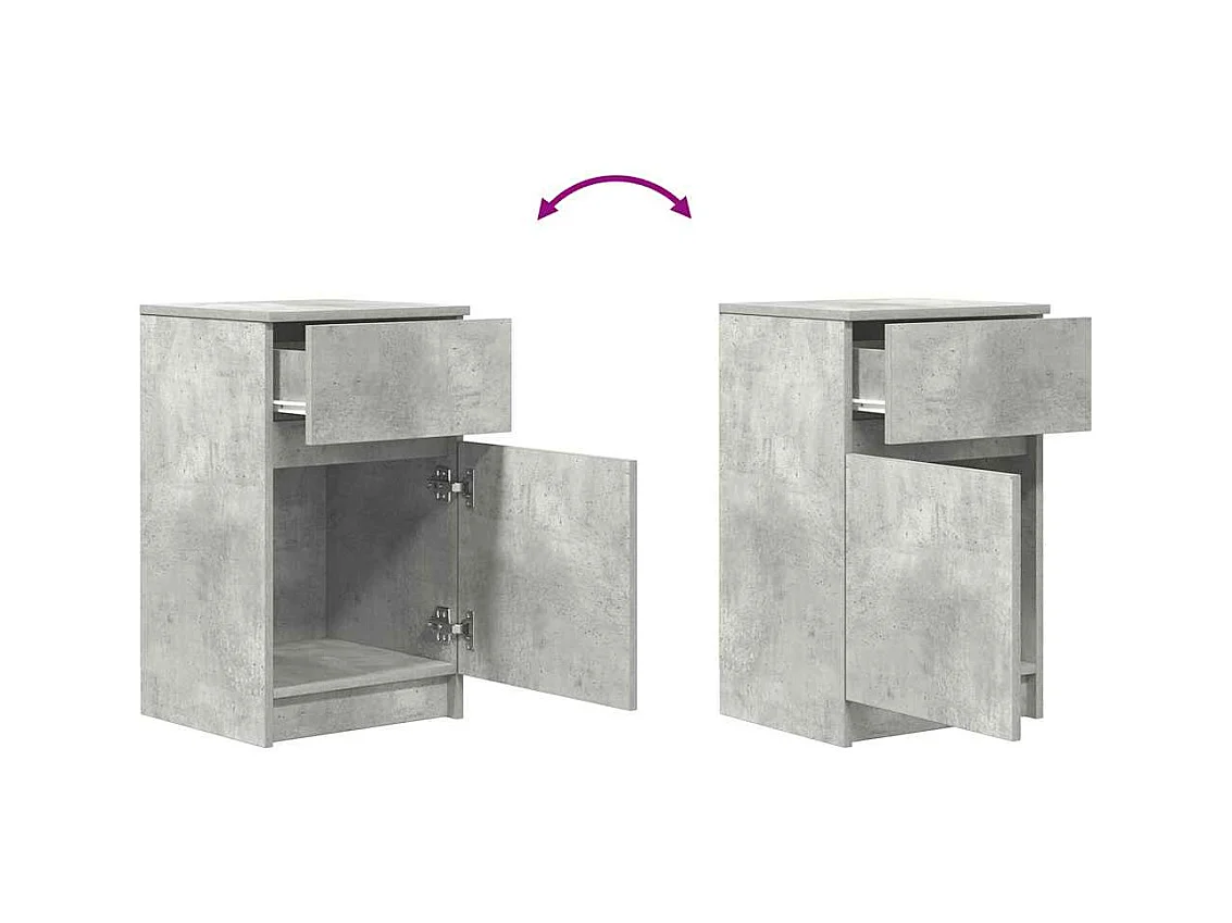 Table de chevet gris béton 39x35x65 cm bois d’ingénierie