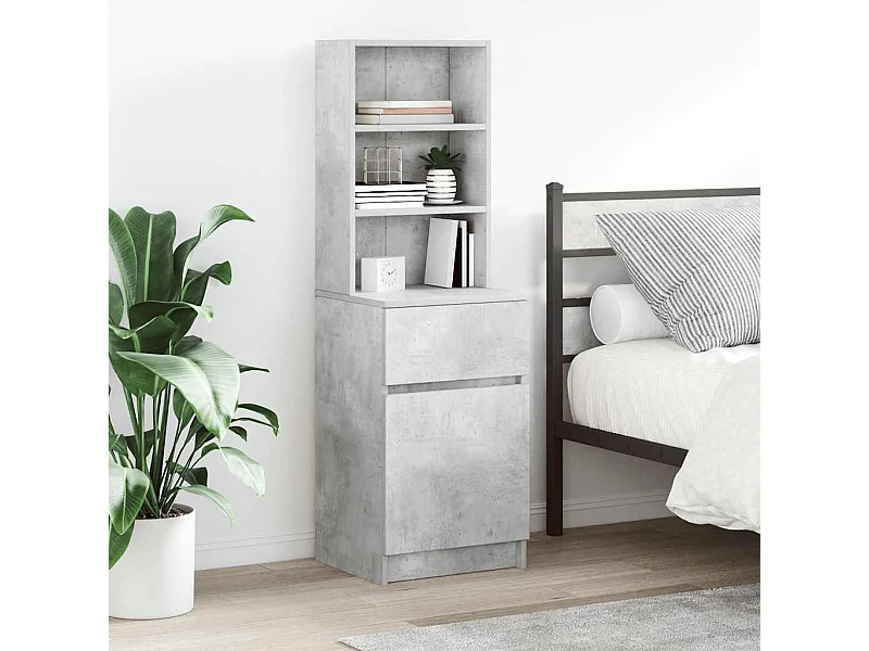 Comodino Grigio Cemento 39x35x125 cm in Legno Multistrato