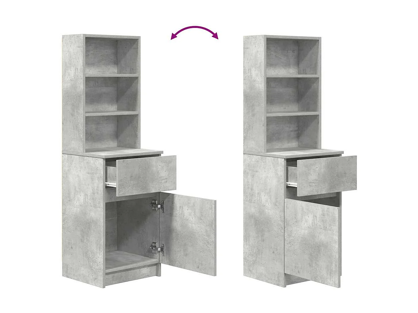 Table de chevet gris béton 39x35x125 cm bois d’ingénierie