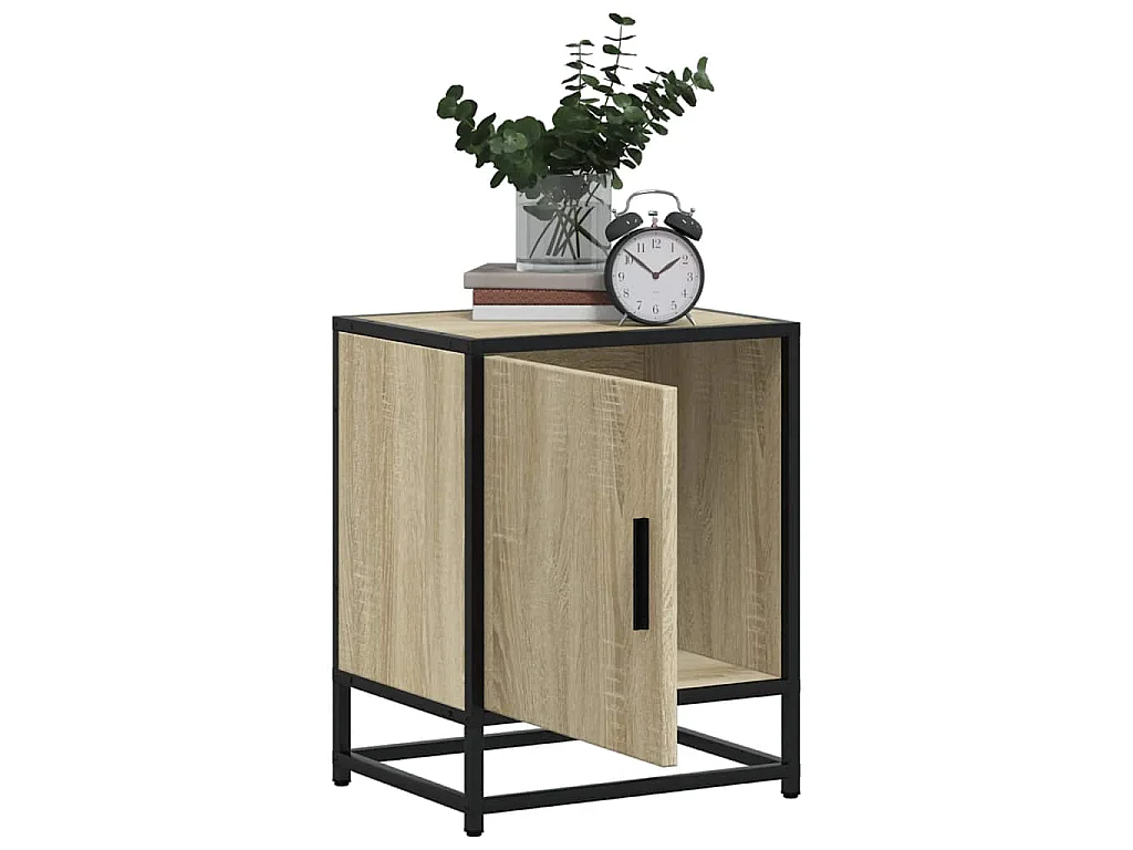 Comodino Rovere Sonoma 40x31x50 cm Legno Multistrato e Metallo