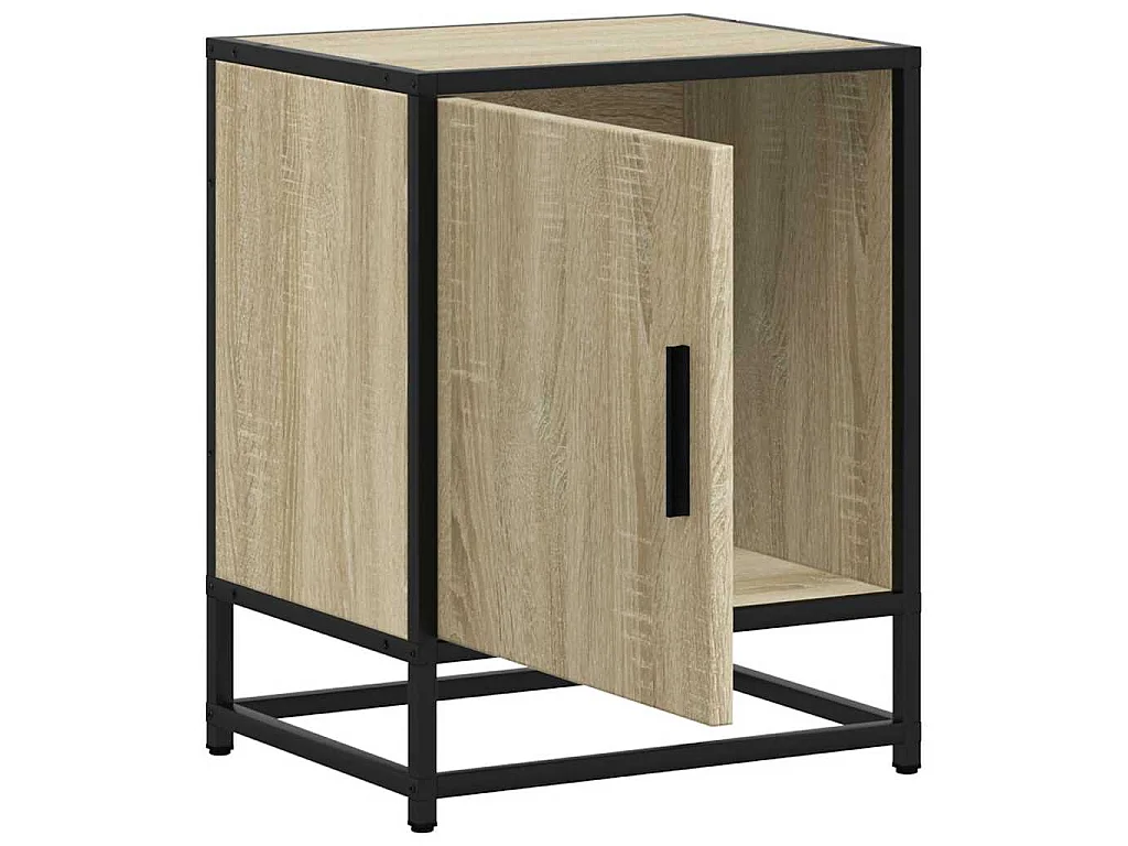 Comodino Rovere Sonoma 40x31x50 cm Legno Multistrato e Metallo