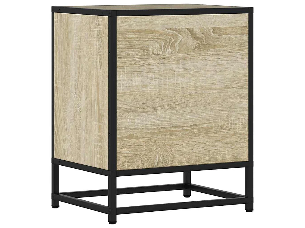 Comodino Rovere Sonoma 40x31x50 cm Legno Multistrato e Metallo