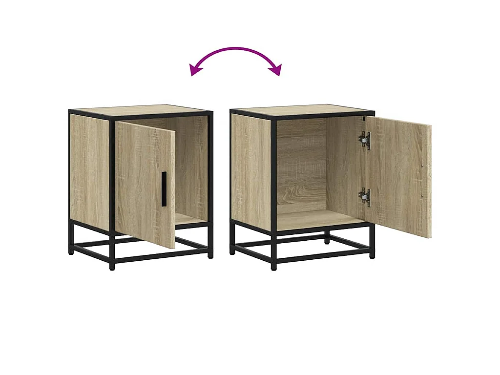 Comodino Rovere Sonoma 40x31x50 cm Legno Multistrato e Metallo
