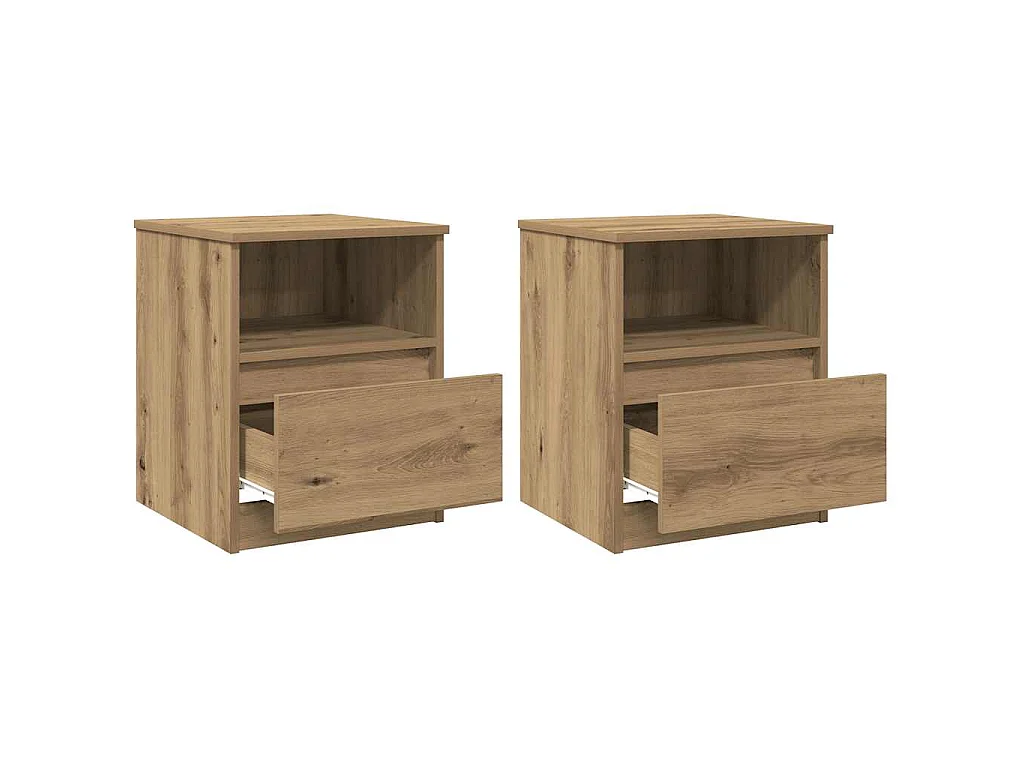 Nachtkastjes 2 st 40x40x50 cm bewerkt hout artisanaal eiken