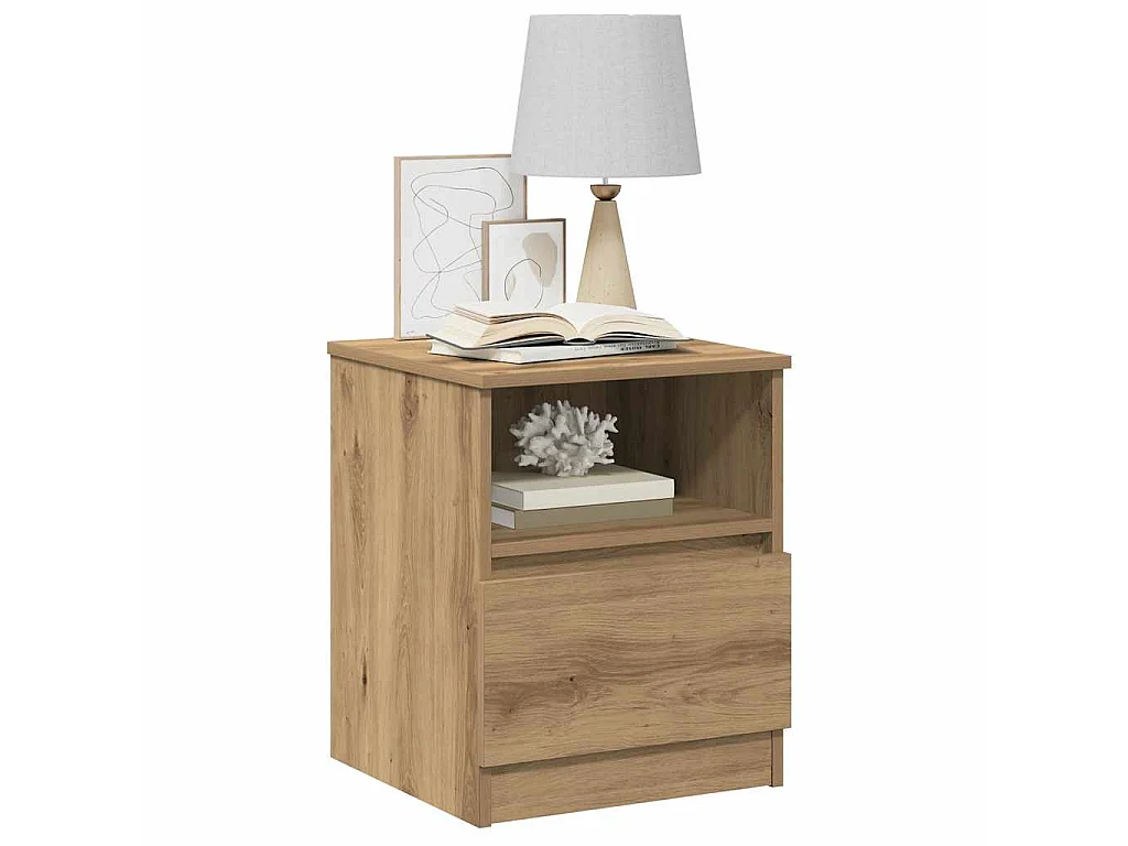 Nachtkastjes 2 st 40x40x50 cm bewerkt hout artisanaal eiken