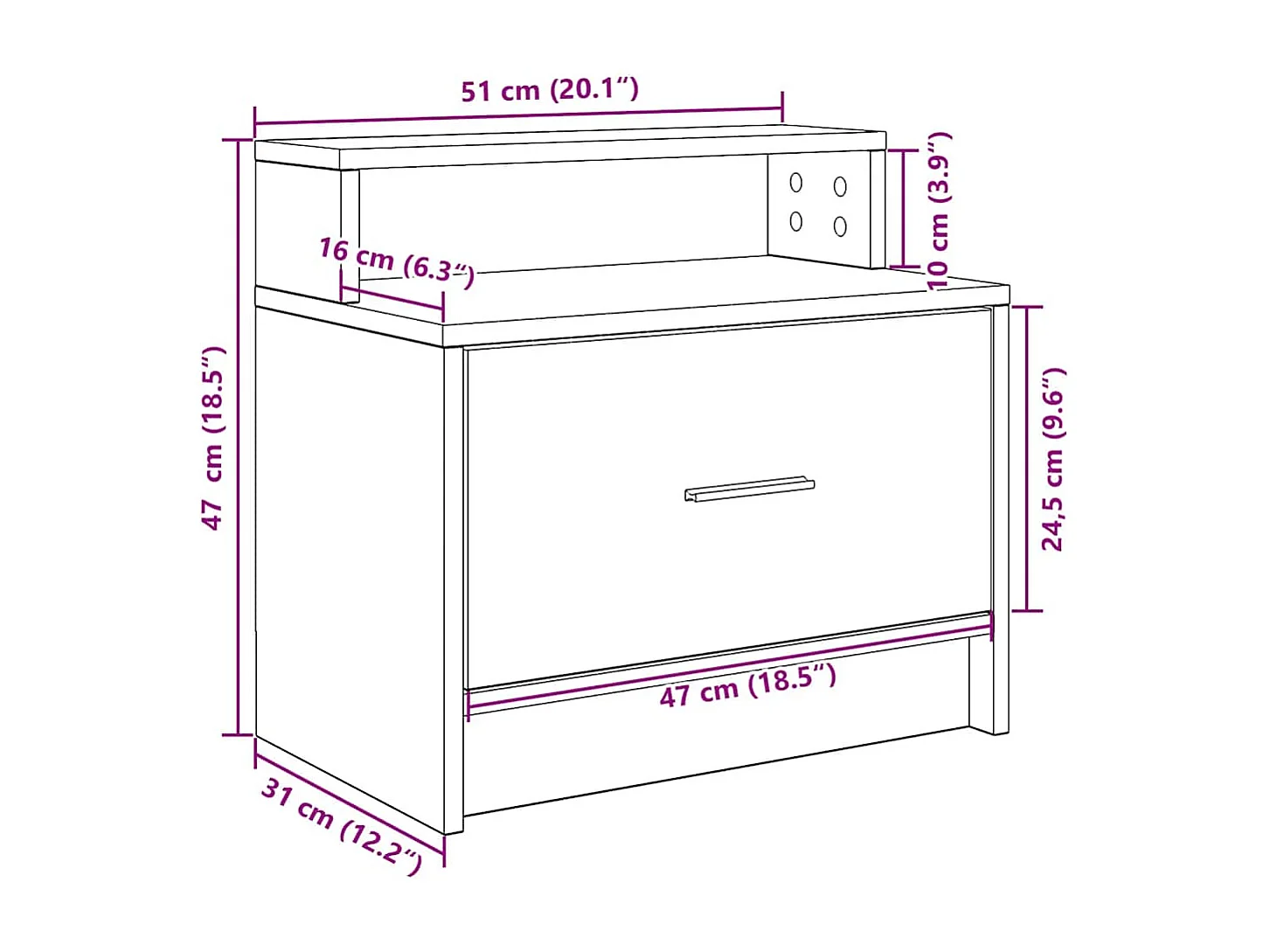 Tables de chevet avec tiroir 2 pcs chêne sonoma 51x31x47 cm