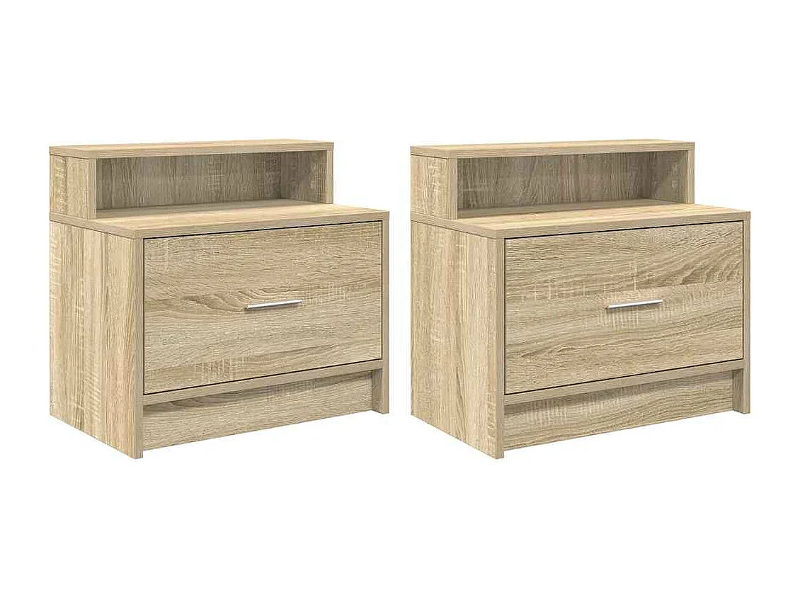 Nachttische mit Schublade 2 Stk. Sonoma-Eiche 51x31x47 cm