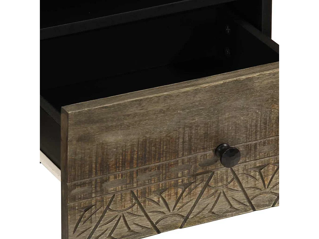 Table de chevet gris clair 40x33x46 cm bois de manguier solide