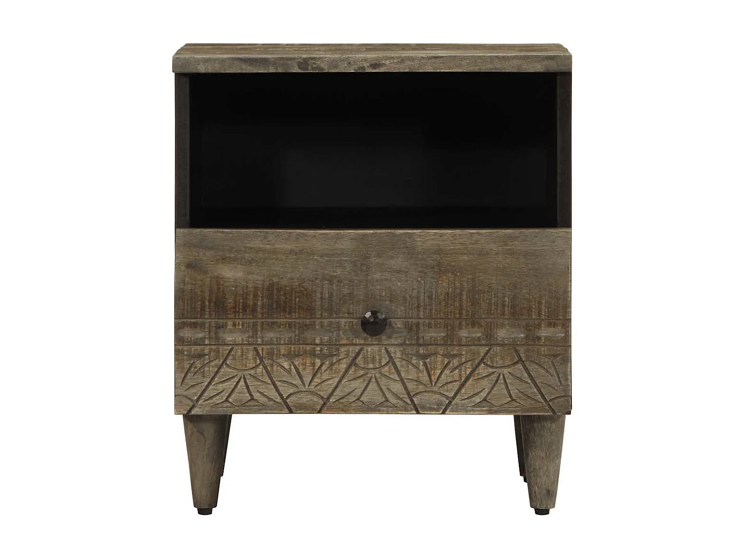 Table de chevet gris clair 40x33x46 cm bois de manguier solide