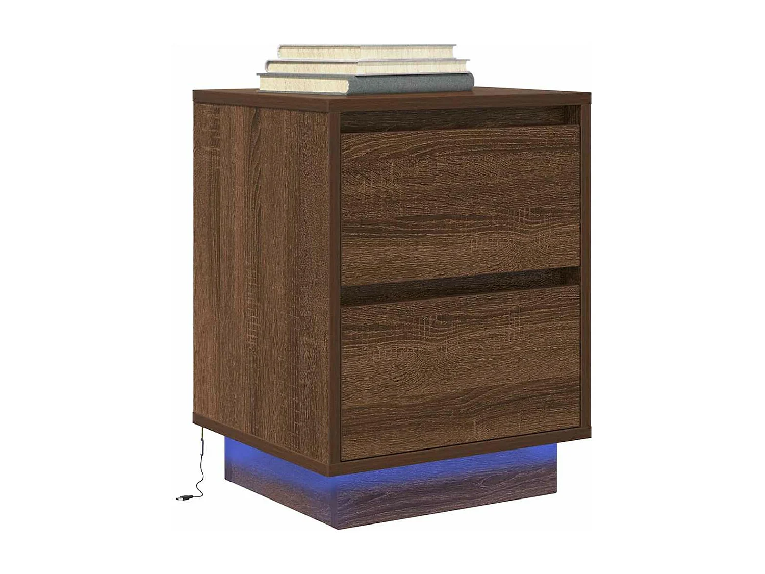 Tables de chevet avec lumières LED 2pcs chêne marron 38x34x50cm