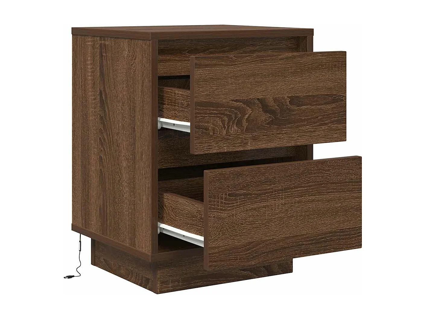 Tables de chevet avec lumières LED 2pcs chêne marron 38x34x50cm