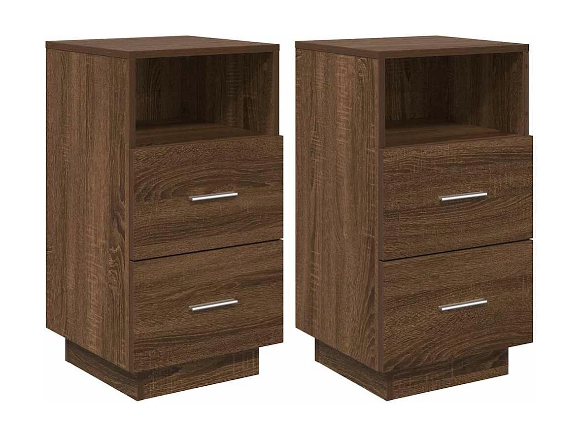 Mesas cabeceira 2pcs com 2gavetas 36x36x68 cm carvalho castanho