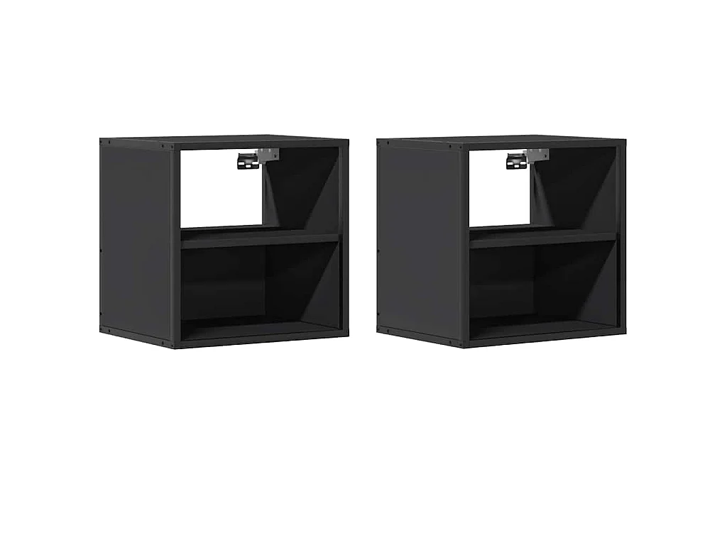 Comodini a Muro 2 pz Nero 40x31x39,5 cm