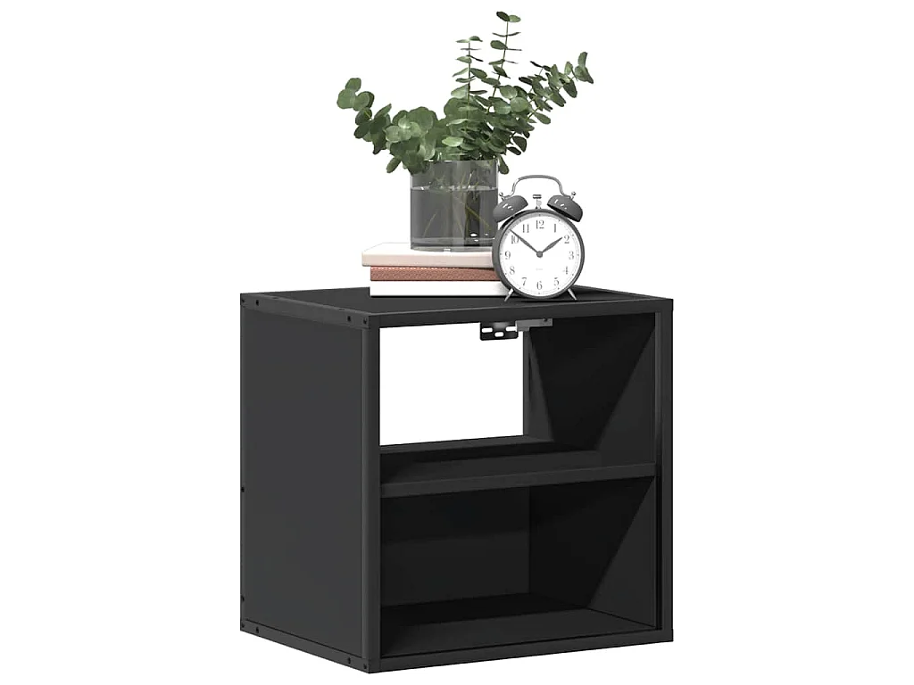 Comodini a Muro 2 pz Nero 40x31x39,5 cm