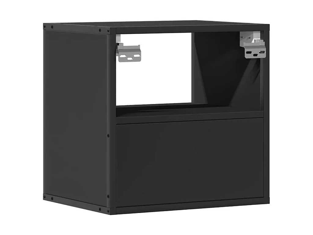 Comodini a Muro 2 pz Nero 40x31x39,5 cm