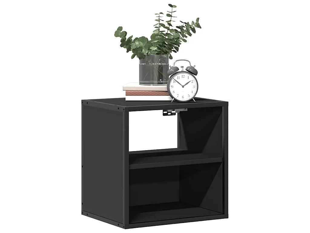 Comodini a Muro 2 pz Nero 40x31x39,5 cm