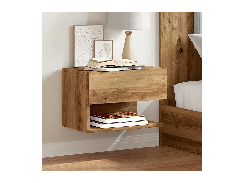 Tables de chevet murales 2 pcs chêne artisanal