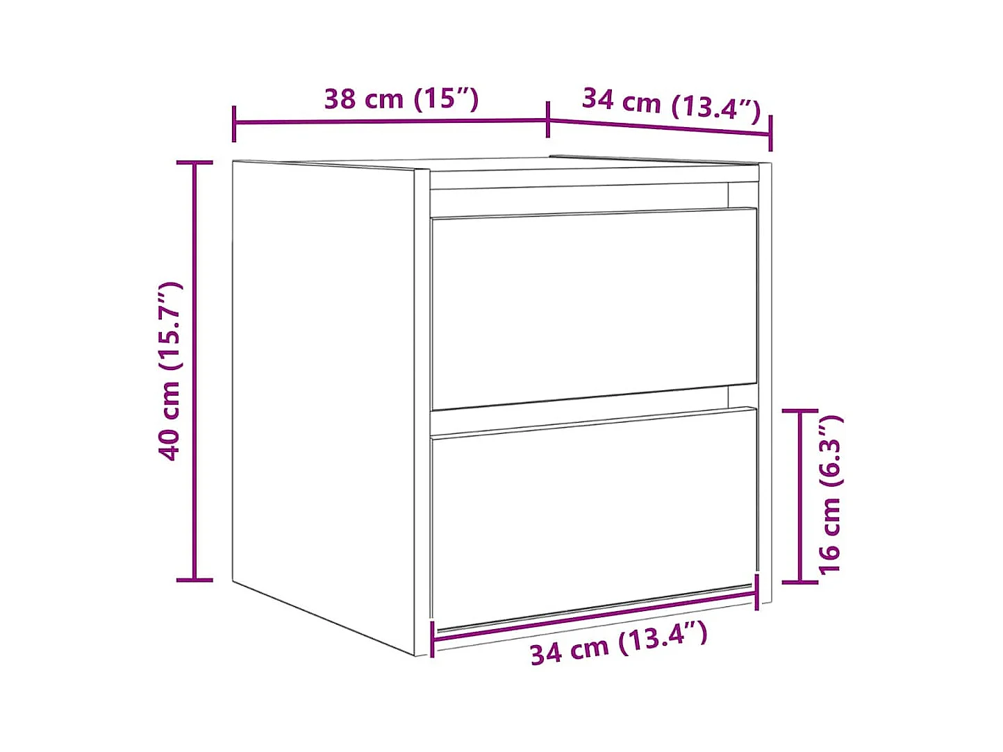 Wand-Nachttisch Schwarz Eichen-Optik 38x34x40 cm