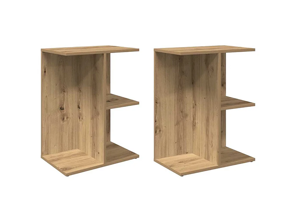 Comodini 2 pz Rovere Artigianale 46,5x29x61cm Legno Multistrato