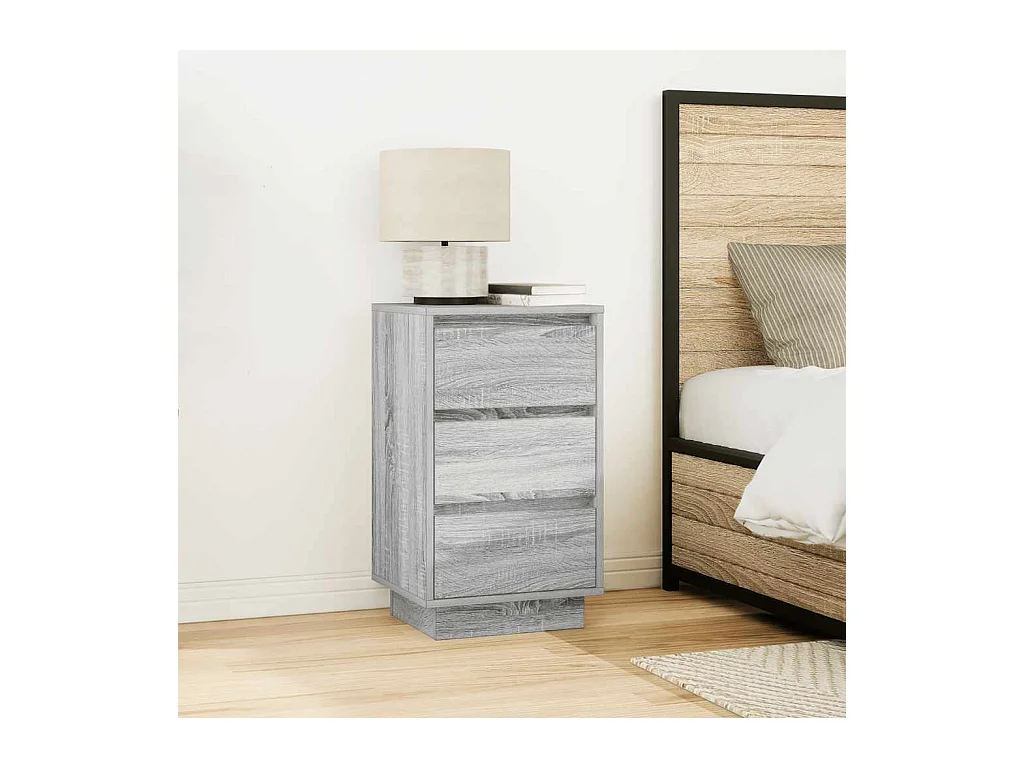 Nachtkastje met LED-verlichting 38x34x65 cm grijs sonoma