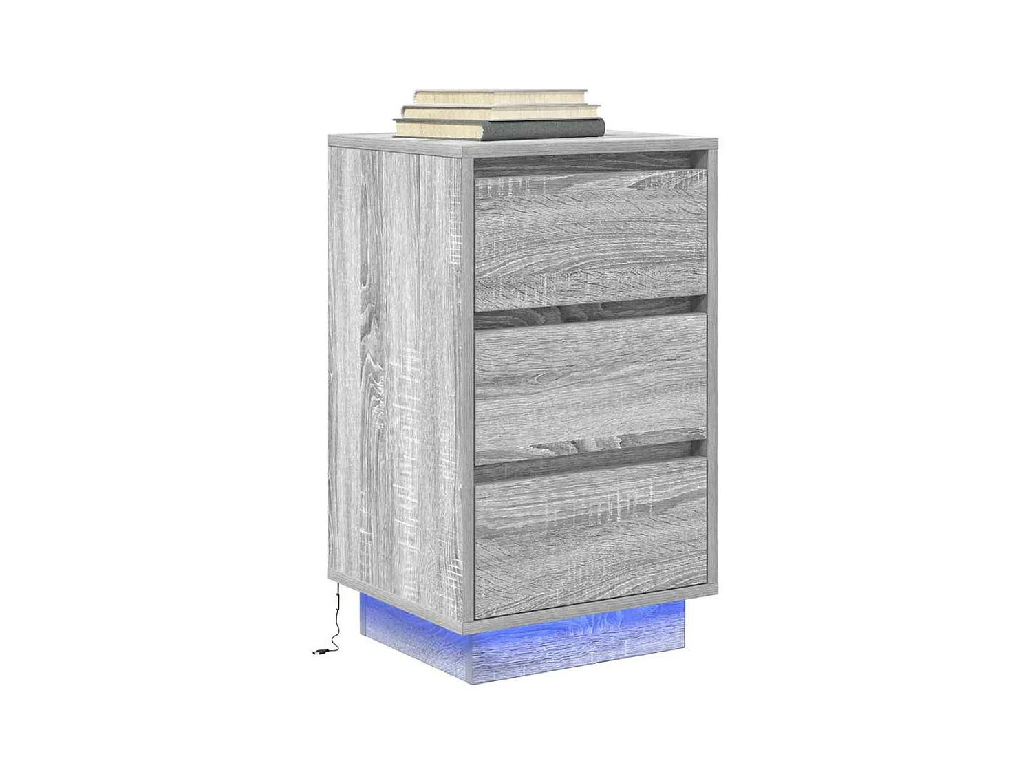 Nachtkastje met LED-verlichting 38x34x65 cm grijs sonoma