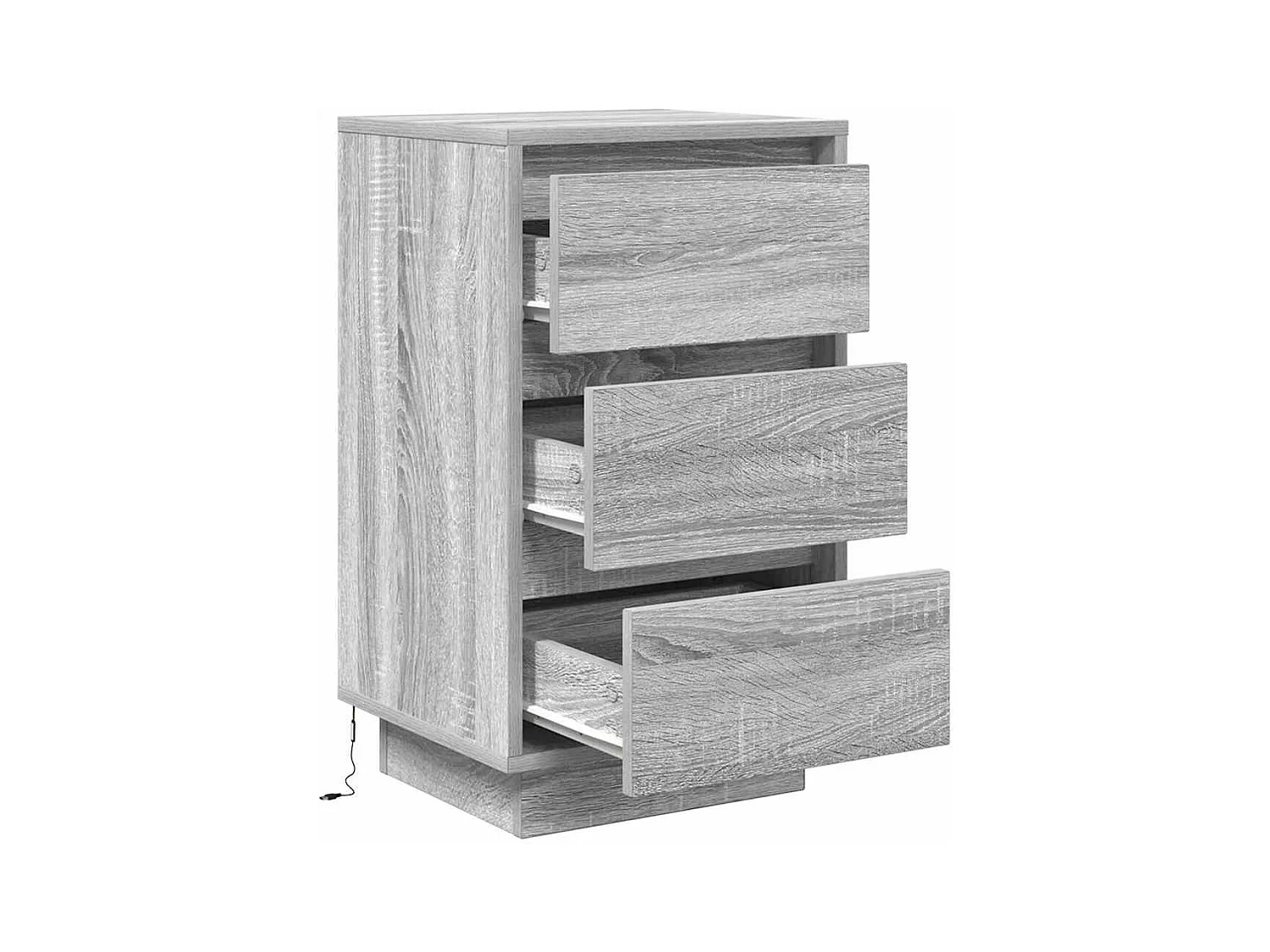 Nachtkastje met LED-verlichting 38x34x65 cm grijs sonoma